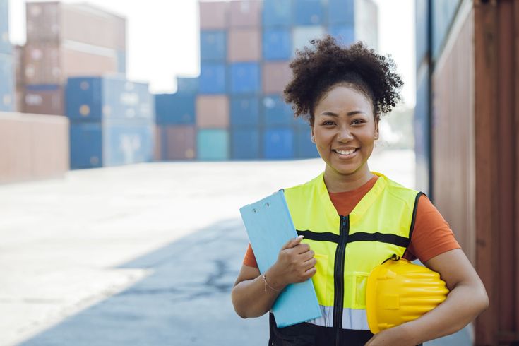 Logistics professional at a cargo facility